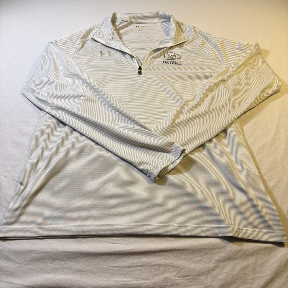 Under Armour New Trier Quarter Zip Pullover Mens 2XL Gray Stripe Football Shirt